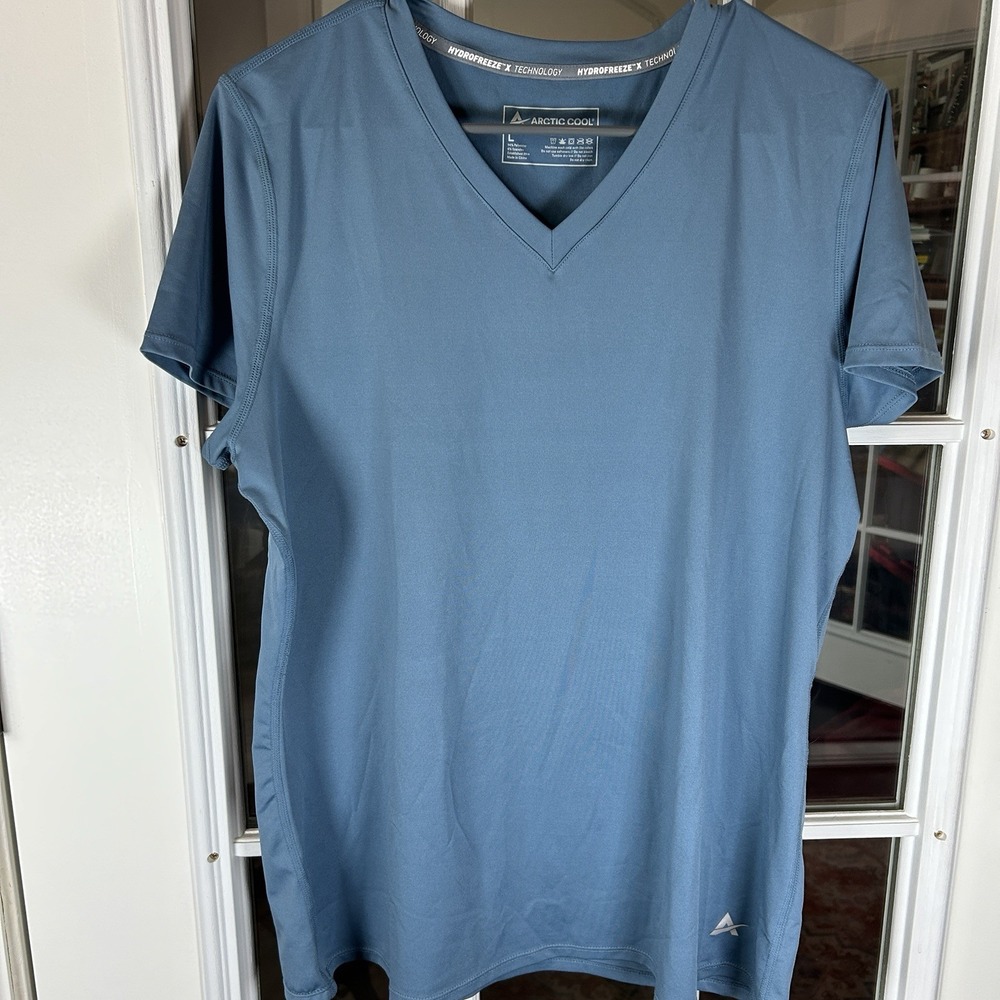 Arctic Cool Hydro Freeze X Cooling Performance Shirt V-Neck Blue Men's Large